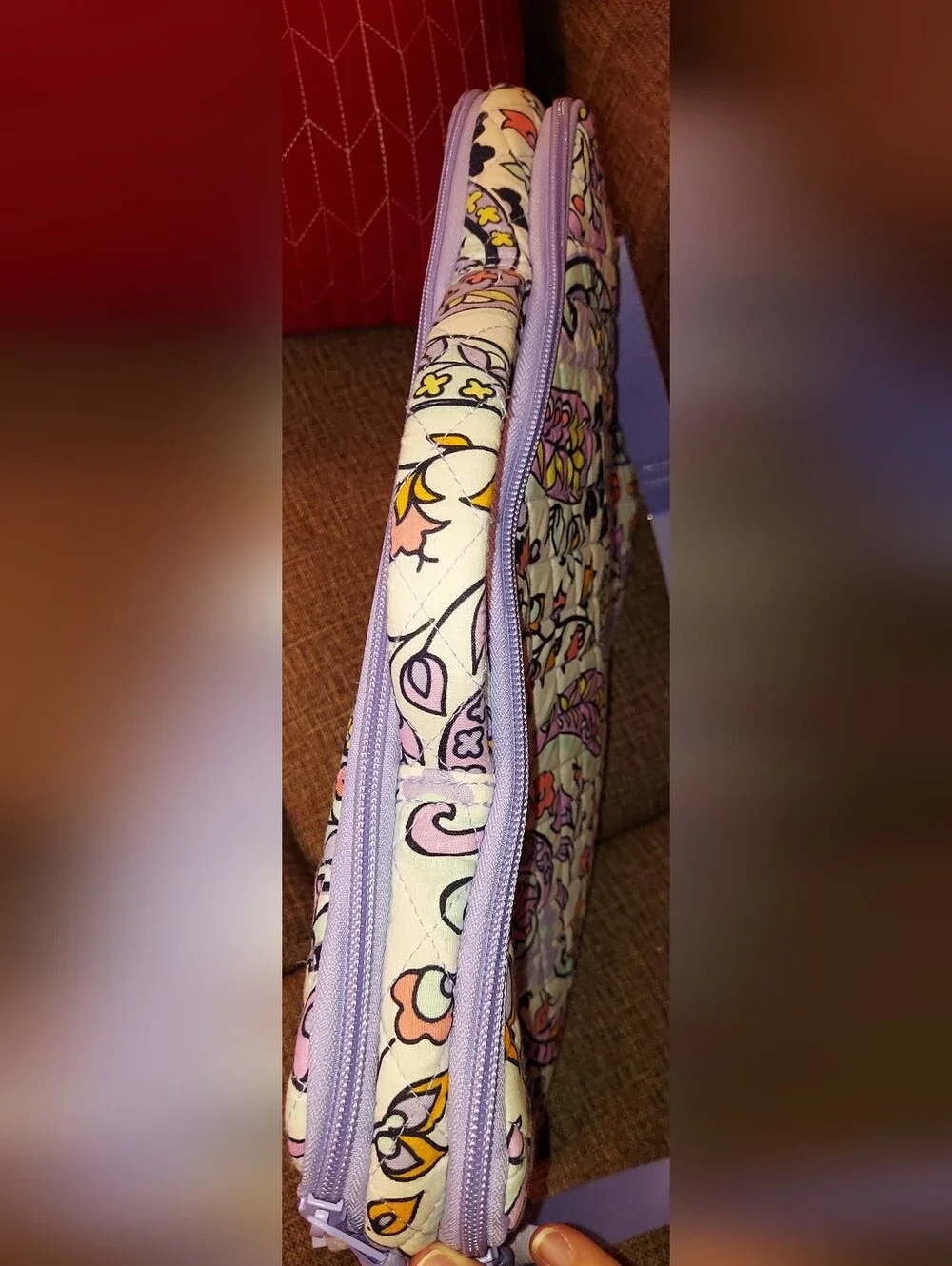 Vera Bradley Pastel Paisley Laptop Bag with Lilac Strap
